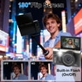 thumbnail image 6 of Ourlife 4K Vlogging Camera, 75MP Autofocus Compact Camera with Flip Screen, 18X Zoom, WiFi, Tripod & 32GB Card, Black, 6 of 9