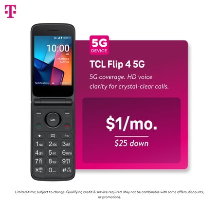 T-Mobile TCL Flip 4, Gray, Postpaid Phone (Locked to T-Mobile)