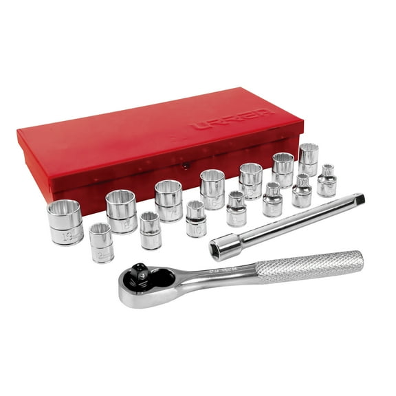 Urrea 3/8 In Drive Metric, 12 Point Socket Set, 17 Pieces