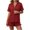 Pajamas - Red, variant on Maqroz Womens Two Piece Pajama Sets Short Sleeve Button Down Shirts Ruffled Hem Shorts Casual Matching Outfits Cozy Solid Nightwear for Daily Nights