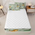 thumbnail image 4 of Castle Fairy Kawaii Animal Giraffe Monkey Zebra Zipper Queen Comforter Set with Fitted Sheet and 2 Pillowcases,Cute Tropical Palm Leaf Zipper Bedding Set,Sage Green,Reversible,4 Pieces, 4 of 6