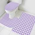 thumbnail image 4 of Purple Checkered Bathroom Rugs Set Farmhouse Classic Non Slip Absorbent Soft Bath Mats 3 Piece Set with Bathroom Rug, U-Shaped Floor Mat, Toilet Seat Cover Large Size, 4 of 9