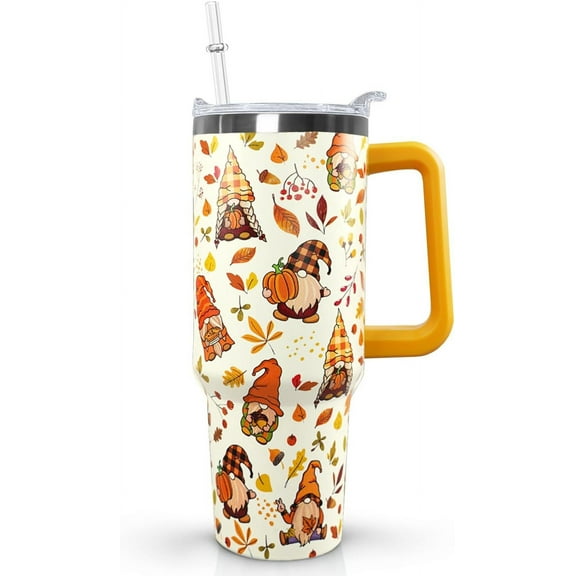 40 oz Fall Gnome Tumbler Insulated Stainless Tumbler, Fall Travel Coffee Cup Water Botter, Autumn Fall Gift for Thanksgiving Christmas
