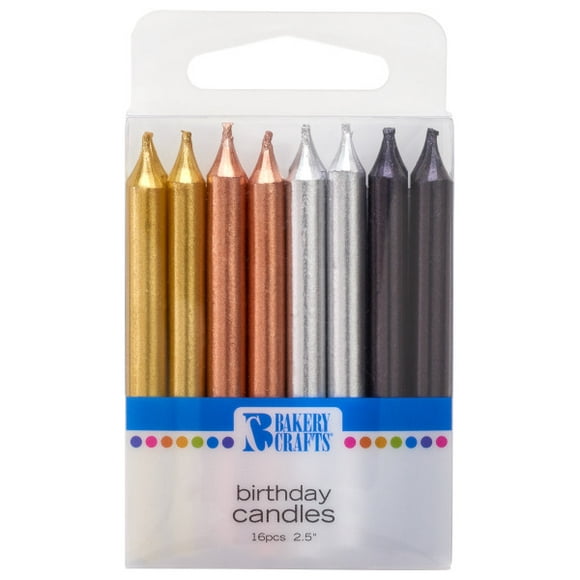 Smooth Metallic Candles 16 pcs 2.5 by Bakery Crafts"