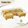 thumbnail image 6 of 118.11" U Shape Cloud Couch with 2 Ottomans, Free Combined 3 Seater Pelletized Velvet Comfy Sofa with Bolster Armrest Pillows, Modern Style Sofa for Living Room, Apartment, Mustard Yellow, 6 of 6