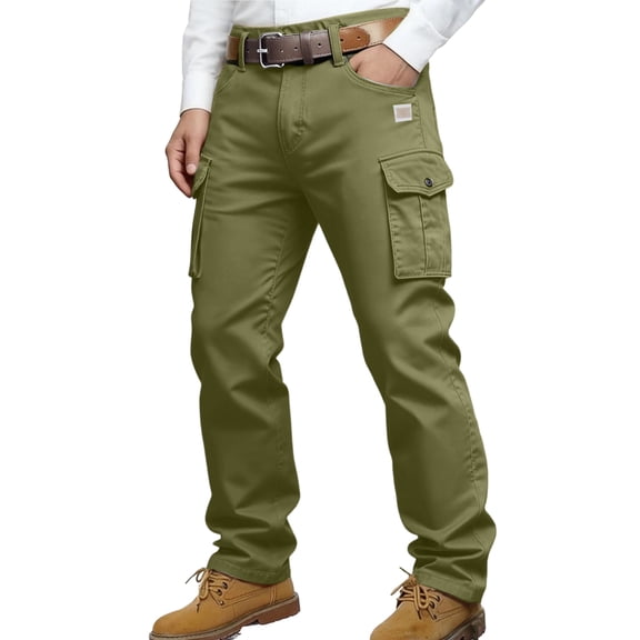 Vintage Cargo Pants for men with Multi Pockets and Straight Leg, Rugged Cargo Pants for Hiking Camping Fishing Outdoor Work Yard Tasks Weekend Adventures Trail Walks Army Green L