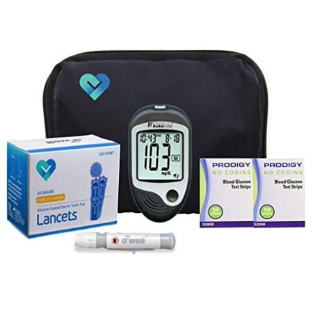 O'WELL Diabetes Testing Kit + 100 Test Strips | Prodigy Blood Glucose Meter