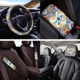 thumbnail image 4 of Yuyamidu Dragonfly Car Seat Cover Full Set of 14 Boho Dalia Steering Wheel Cover Seatbelt Pads Car Headrest Covers Armrest Cushion Coasters Key Chain, 4 of 7