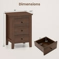 thumbnail image 3 of Costway 1 PCS Table de Chevet à Côté du Canapé avec 3 Tiroirs Meuble de Chambre Marron, 3 of 9