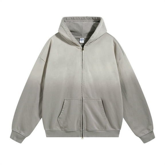 Women Acid Wash Hoodie Vintage Zip Up Hooded Sweatshirt Unisex Streetwear Tops