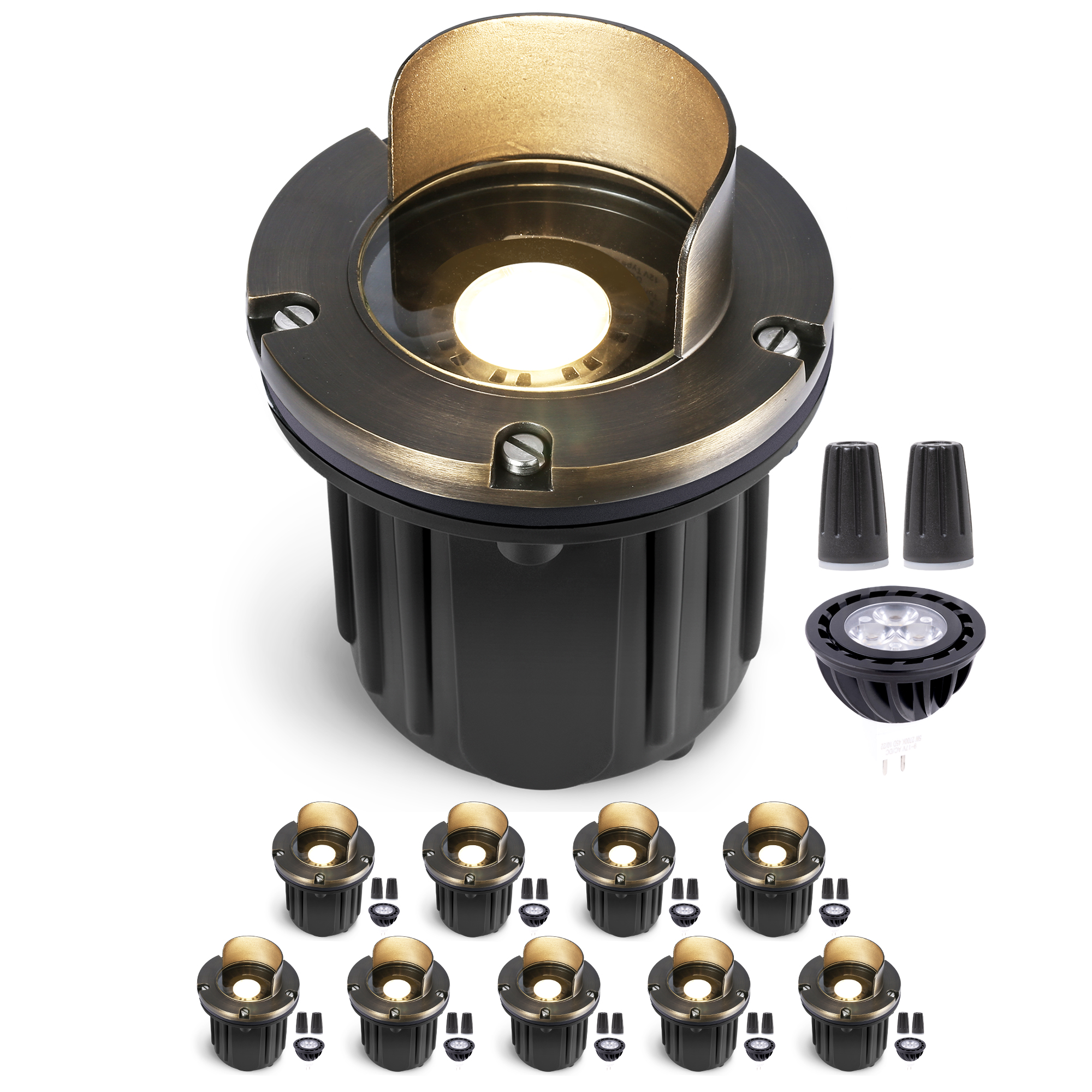 Gardenreet Solid Brass Well Lights 12V, Waterproof Outdoor LED Low Voltage Landscape Ground