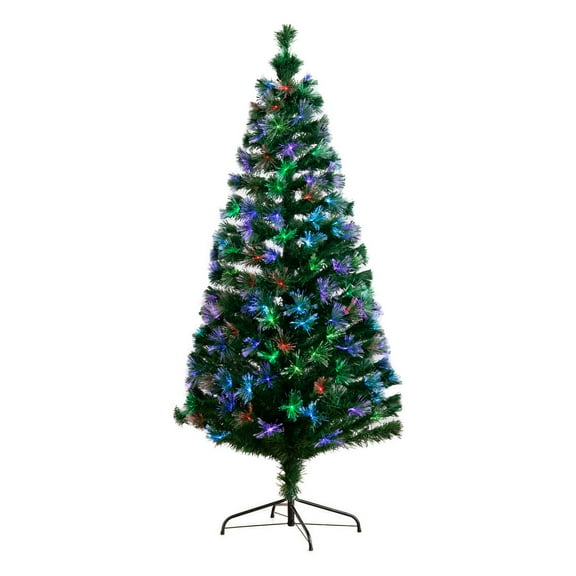 Nearly Natural 6ft. Pre-Lit Fiber Optic Artificial Christmas Tree, Green