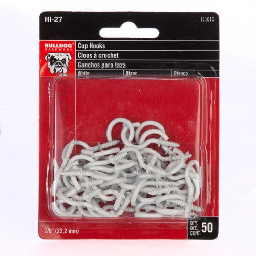 Bulldog 7/8inch Cup Hooks White