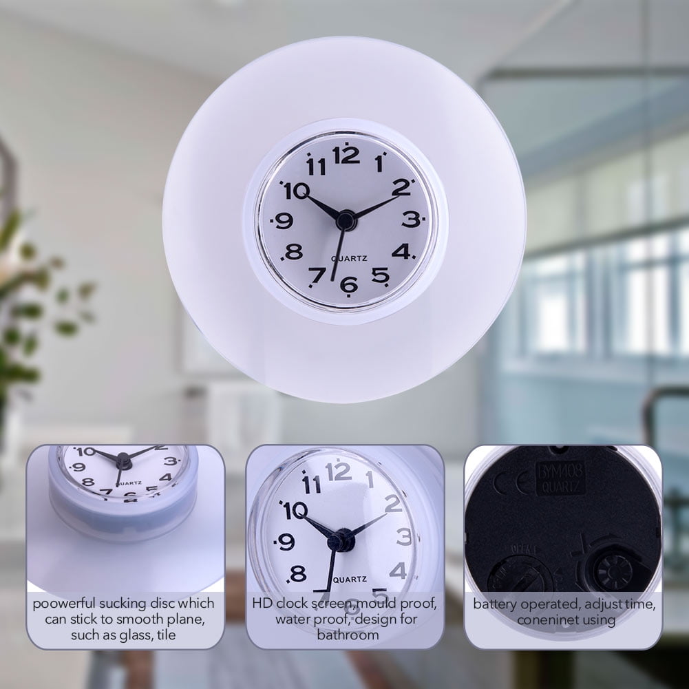 4inch Wall Clock Non Ticking Battery Operated Bathroom Suction Wall Clock 