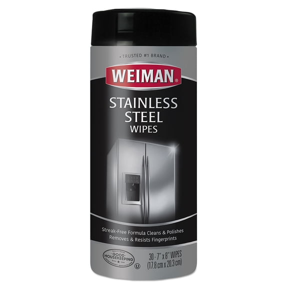 Weiman Stainless Steel Wipes, 7 X 8, 30-Canister, 4 Canisters-Carton