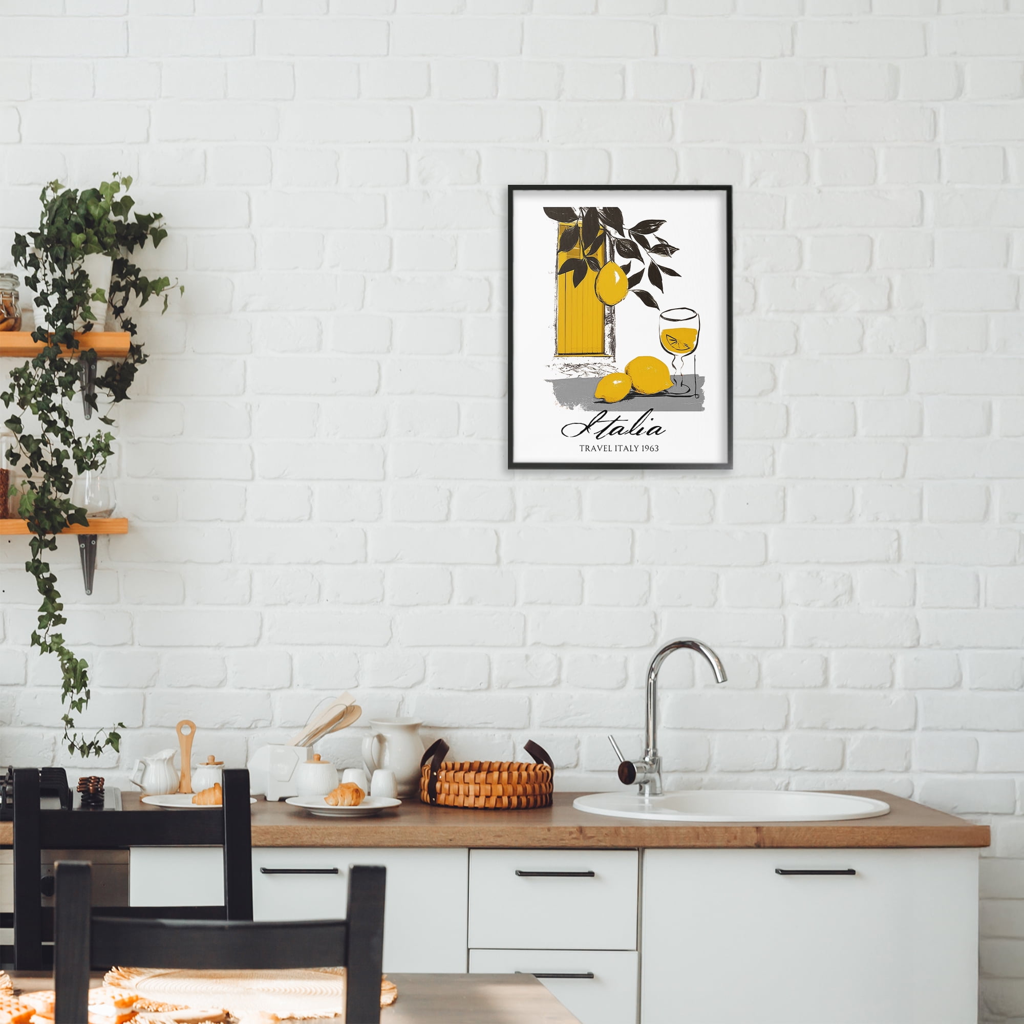 Stupell Industries Travel Italia Lemons Black Framed Giclee Art, design by Annabelle Hall