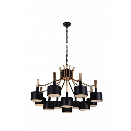

12 Light Down Chandelier with Matte Black & Satin Gold finish