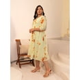 thumbnail image 4 of XL LOVE By Janasya Indian Women's Plus Size Yellow Dobby Georgette Tie-Dye Fit & Flare Dress, 4 of 5