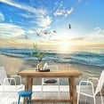 thumbnail image 1 of Papier Peint 3D Mouette Ciel Bleu Nuages Blancs SKU WAL0214, 1 of 1