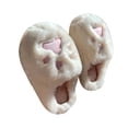 thumbnail image 2 of Pantuflas de felpa con forma de pata de gato, adorables, cálidas, suaves y cómodas, pantuflas peludas para mujer para viajes a casa, color blanco 38-39 (para 37-38 pies), 2 of 12