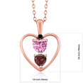 thumbnail image 2 of Gem Stone King 18K Rose Gold Plated Silver Pink Moissanite Red Garnet and Black Diamond Pendant Necklace for Women (0.84 Cttw, Gemstone Birthstone, Heart 5MM and 4MM, with 18 inch Silver Chain), 2 of 3