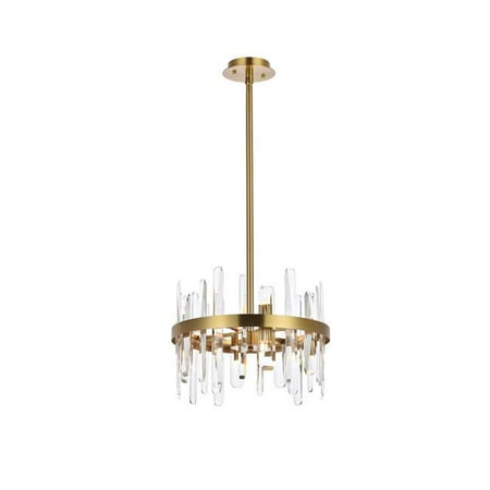 

16 in. Serena Crystal Round Pendant Satin Gold