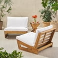thumbnail image 4 of GDF Studio Elloree Outdoor Acacia Wood Club Chairs with Cushions, Set of 2, Teak and White, 4 of 14