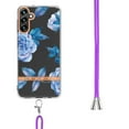thumbnail image 3 of Compatible with Galaxy A14 5G Clear TPU Flower Pattern Case, A14 5G Case with Strap Crossbody Adjustable Neck Lanyard Case Phone Cover Designed for Samsung A14 5G 6.6 inch,Blue Flower, 3 of 7
