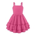 thumbnail image 4 of Busydd Girls Summer Dress 4-15 Years Fashion Pleated Square Neck A-Line Sundress Casual Solid Color Sleeveless Teen Girls' Dresses 6-7 Years, 4 of 8