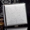 thumbnail image 4 of Caja para cigarrillos de metal de cobre puro arabesco tallado, con capacidad para 20 cigarrillos, color plateado, 4 of 6