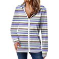 thumbnail image 2 of Ftwytp Womens Long Hoodies Zip Up Stripe Print Long Sleeves Fleece Longline Hoodie Sweatshirts Casual Loose Hooded Coat Zipper Plus Size Pullover Jacket with Pockets, 2 of 6