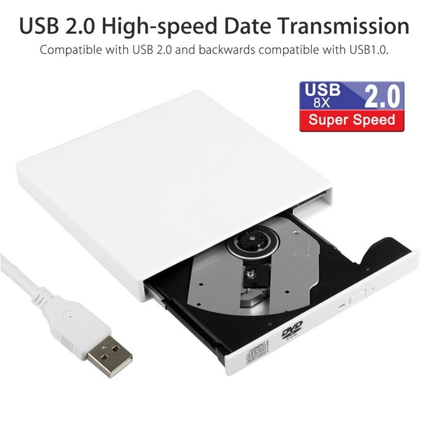 Lecteur & Graveur de DVD/CD externe USB 3.1 Type C - Noir & Blanc