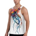 thumbnail image 2 of Zufioo Colorful Floral Jellyfish Print Men's Vest, Sleeveless Quick-drying Muscle T-shirt, Suitable for Sports Fitness, Home Leisure Wear-3X-Large, 2 of 7