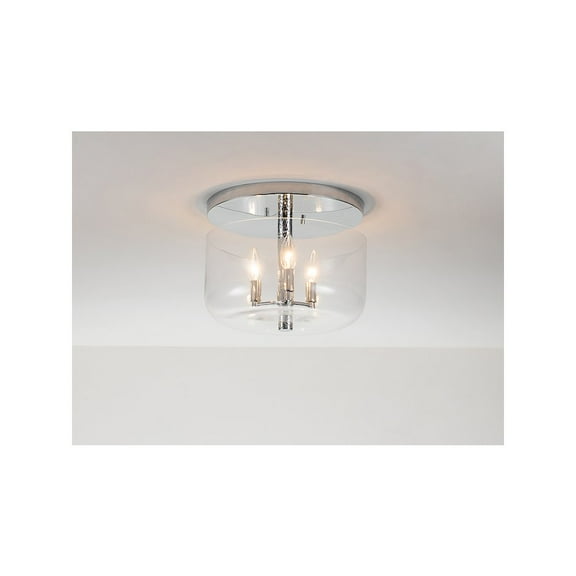 Lucas McKearn Rampart 13" 3-light Metal Flush Mount in Polished Chrome