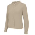 thumbnail image 6 of ManxiVoo Women Semi High Neck Knit Top with Lace Trim Detail Layering Base Shirt Comfortable Stretch Daily Wear Blouse XL Size Khaki, 6 of 8