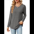 thumbnail image 1 of Blusas de Larga con Cuello Redondo para Mujer, Blusas Holgadas con Botones para Otoño e Invierno 2025. Gris Oscuro XXL, 1 of 10