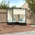 thumbnail image 2 of Outsunny Patio Furniture w/ Retractable Canopy Pergola Sofa Set, Beige, 2 of 10
