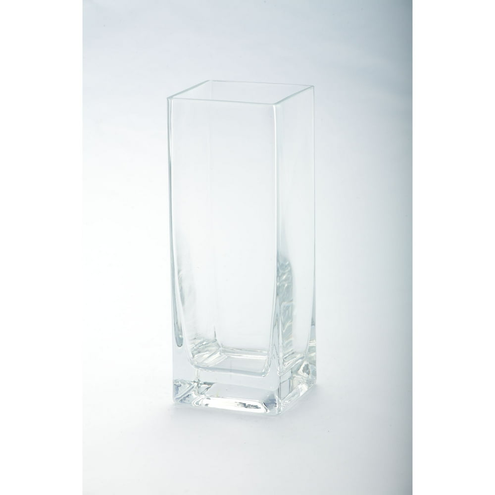 8" Elegant Square Clear Thick Glass Pillar Candle Holder