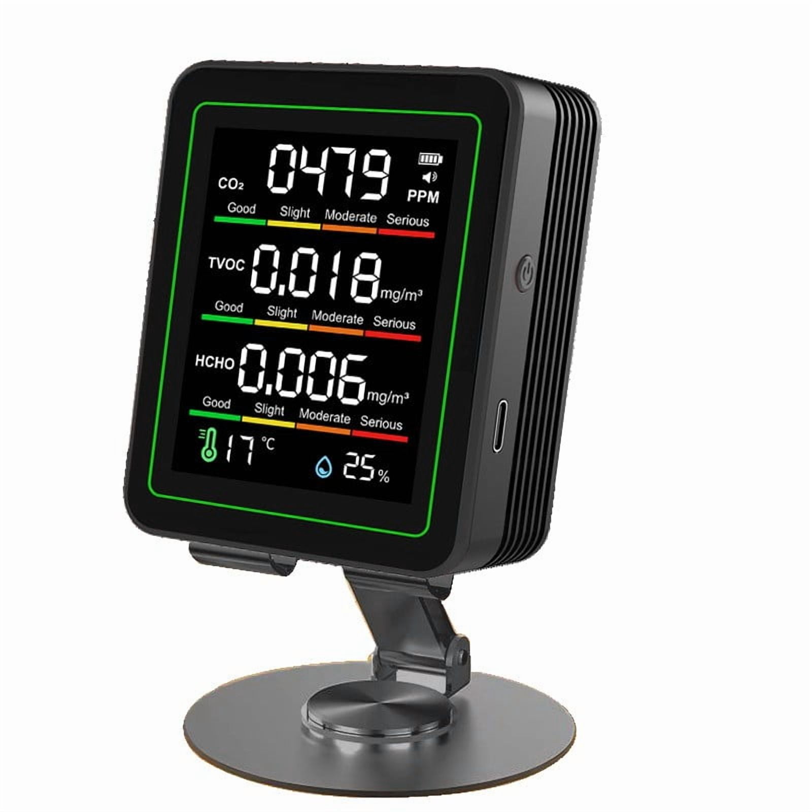 Indoor 5-in-1 Carbon Dioxide Air Quality Monitor Humidity & Temperature Detector