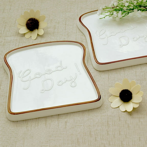 COSMOBETTY Cute Ceramic Plates Breakfast Toast Plate Dishwasher Safe 1Pack