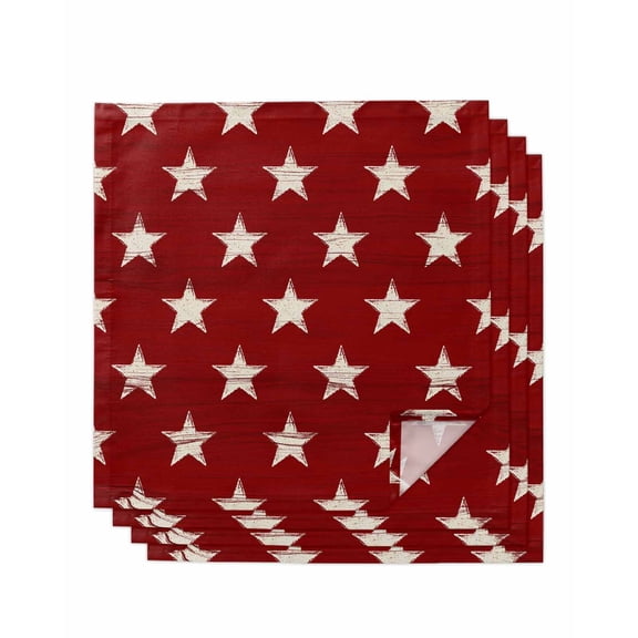 nqOlkjepod 4th of July Cloth Napkins Set of 4 Reusable Dinner Napkins, Vintage Independence Day Red Star Cocktail Napkin Washable Table Napkins for Wedding/Holiday Party/Baby Shower 20"x20"