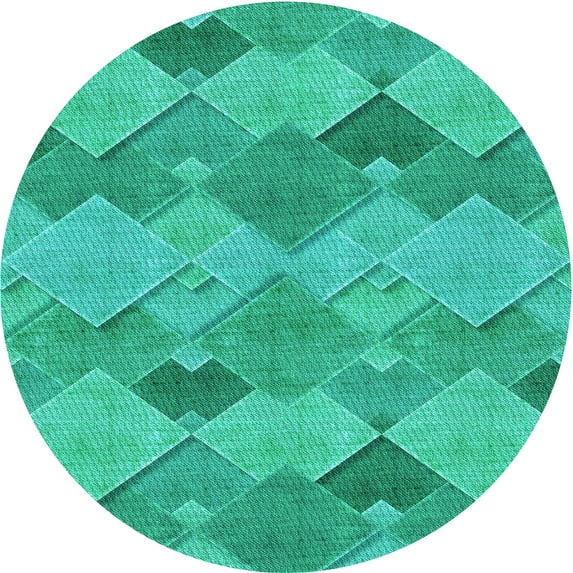 Ahgly Company Indoor Round Patterned Dark Turquoise Green Area Rugs, 5' Round