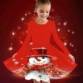thumbnail image 2 of FamilyThread Girls Christmas Dress Long Sleeve Dress for Girls Swing Twirly Skater Dresses Snowman Print Casual A Line Dresses For 4-12Y, 2 of 5