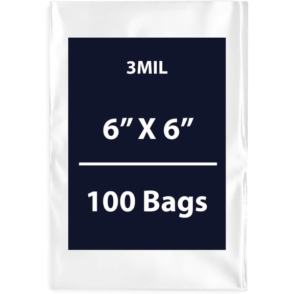 Multiple Sizes Clear Flat Poly Bags - 6"x6" & (100 Bags) 3Mil Flat Open Top Plastic Packaging Packing | Flexible and Durable Plastic Bags | Low-Density Polyethylene (LDPE)