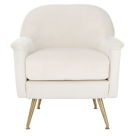 SAFAVIEH Brienne Ivory Velvet/Brass Upholstered Arm Chairs (28.7 in. W x 22.4 in. D x 30.5 in. H)