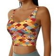 thumbnail image 2 of Balery Japanese Style Fish Scales Sujetadores deportivos con espalda cruzada para mujer, acolchados, sin costuras, de alto impacto, ideales para yoga, gimnasio, entrenamiento y fitness.-XX-Large, 2 of 8