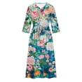 thumbnail image 4 of WFJCJPAF 2025 New Product Autumn Dresses for Women with Pockets,Women's Summer Printed Fashion Three-Quarter Sleeve Turndown Collar Dress - Mint Green S, 4 of 5
