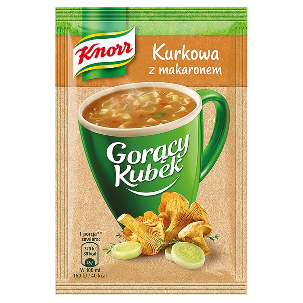 Knorr Goracy Kubek Kurkowa z Makaronem Instant Chanterelle Mushroom Soup with Pasta Mix 13g Bag (5-Pack)