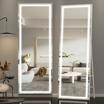 Hasipu 67" x 24" Rectangle LED Full Length Mirror Dimmable Standing/Wall Mounted Mirror with Lights for Bedroom, Bathroom & Gym, White