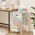 thumbnail image 6 of Rolling Utility Cart with 3 Drawers Craft Organizer and Storage with DIY Divider Lockable Wheels Multi-Functional Storage for Art Supplies Store for Brushes Paints Artifacts White, 6 of 8